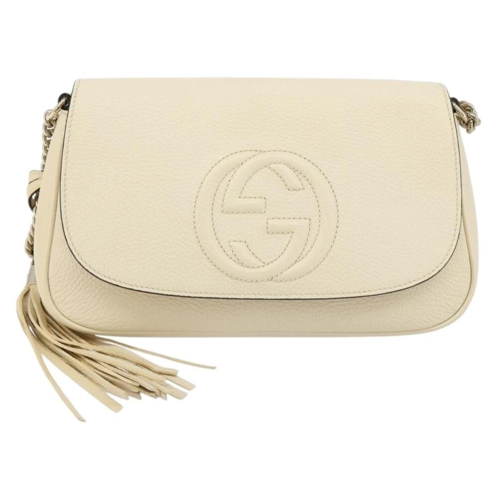 Gucci Chain Soho Shoulder Bag White Pebbled
